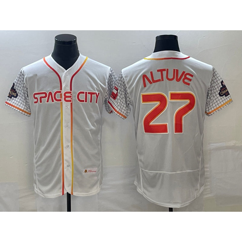 Houston Astros #27 Jose Altuve Number White Puhics 2023 City Connect Flex Base Stitched Jersey 3