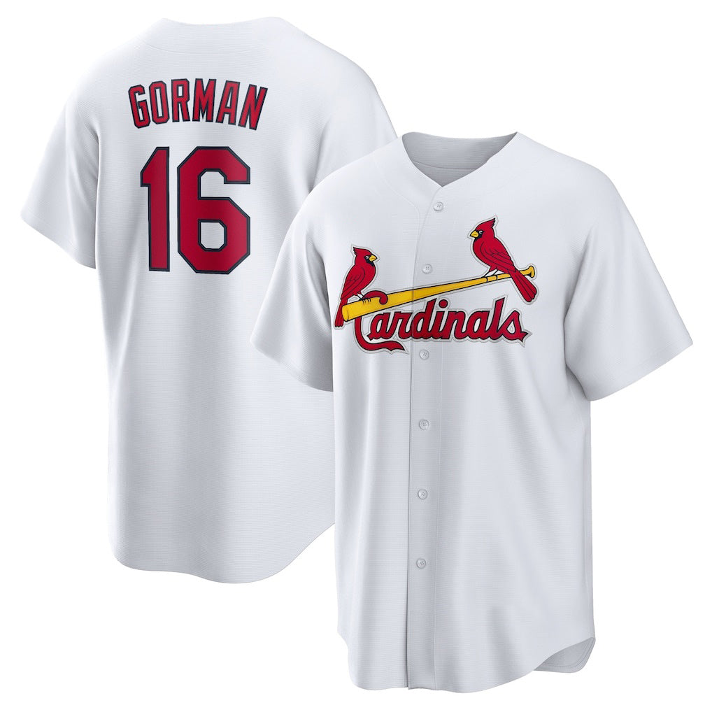 St. Louis Cardinals #16 Nolan Gorman White Puhics Home Replica Jersey