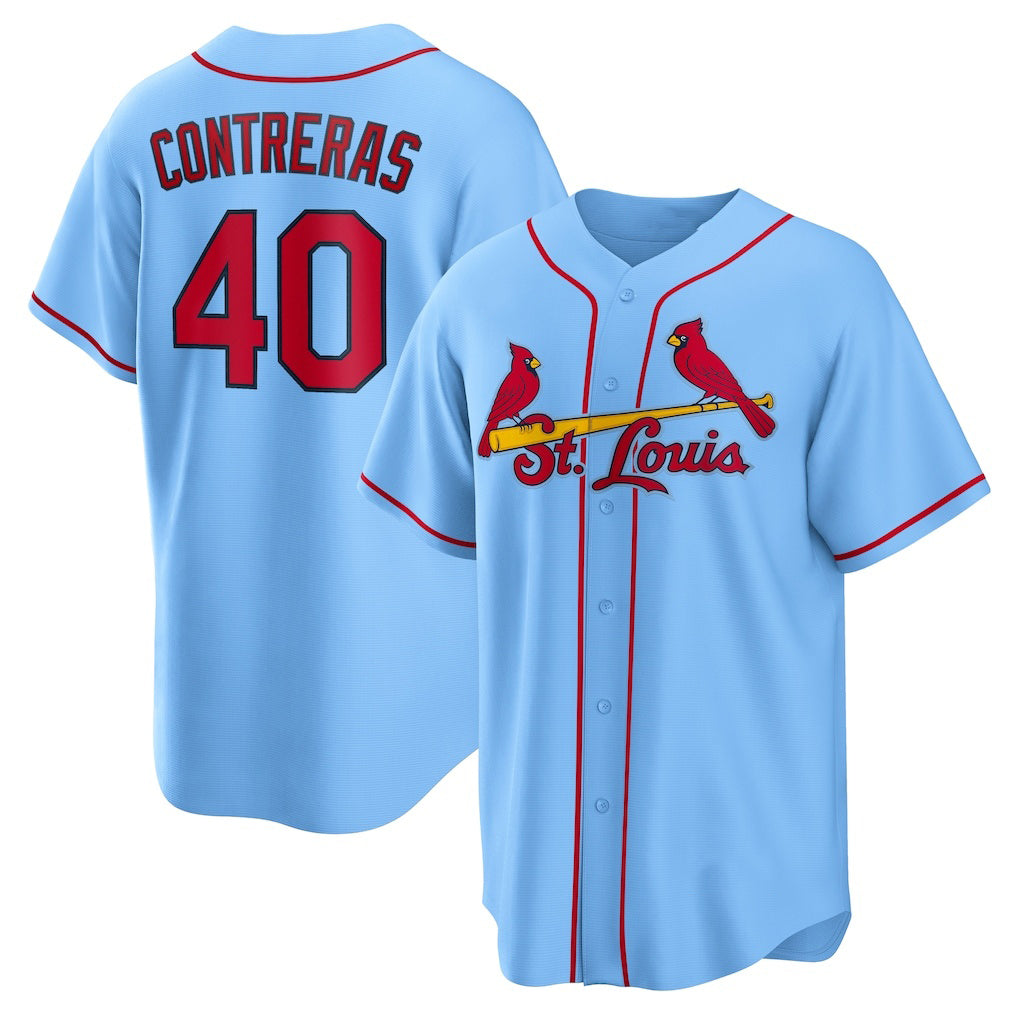 St. Louis Cardinals #40 Willson Contreras Light Blue Puhics Alternate Replica Jersey