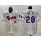 Texas Rangers #28 Jonah Heim Number White Puhics 2023 World Series Champions Cool Base Jersey 2