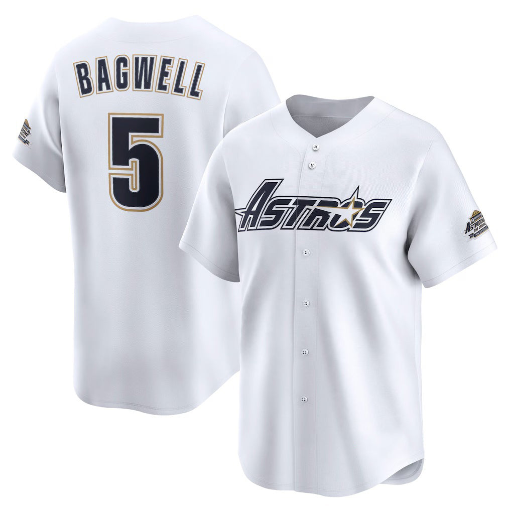 Houston Astros #5 Jeff Bagwell White Puhics Throwback Cooperstown Collection Limited Jersey