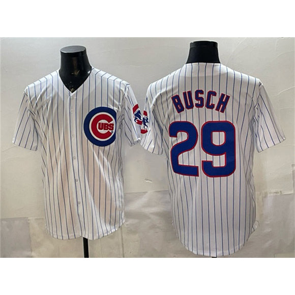 Chicago Cubs #29 Michael Busch White Puhics Cool Base Stitched Jersey