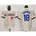 Los Angeles Dodgers #18 Yoshinobu Yamamoto Number Cream Puhics 2024 City Connect Limited Stitched Jerseys