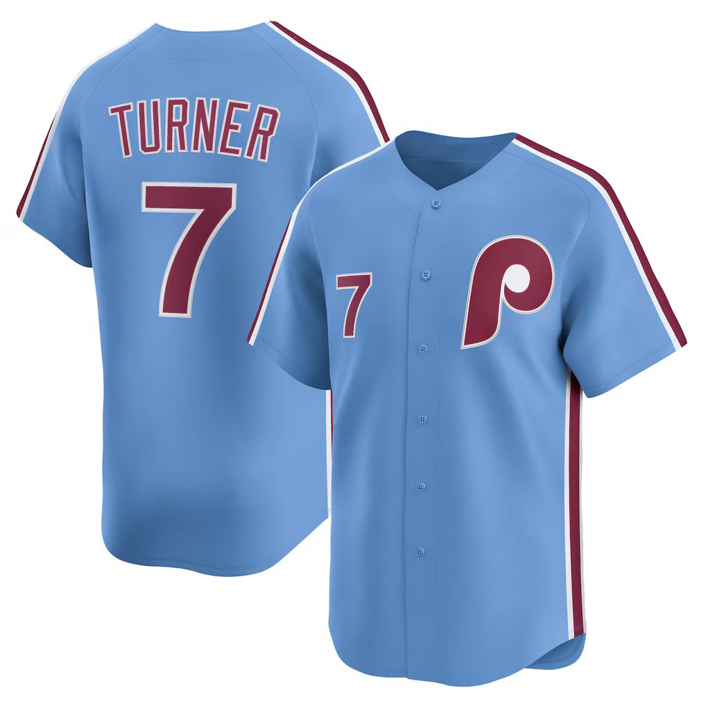 Philadelphia Phillies #7 Trea Turner Light Blue Puhics Alternate Limited Player Jersey