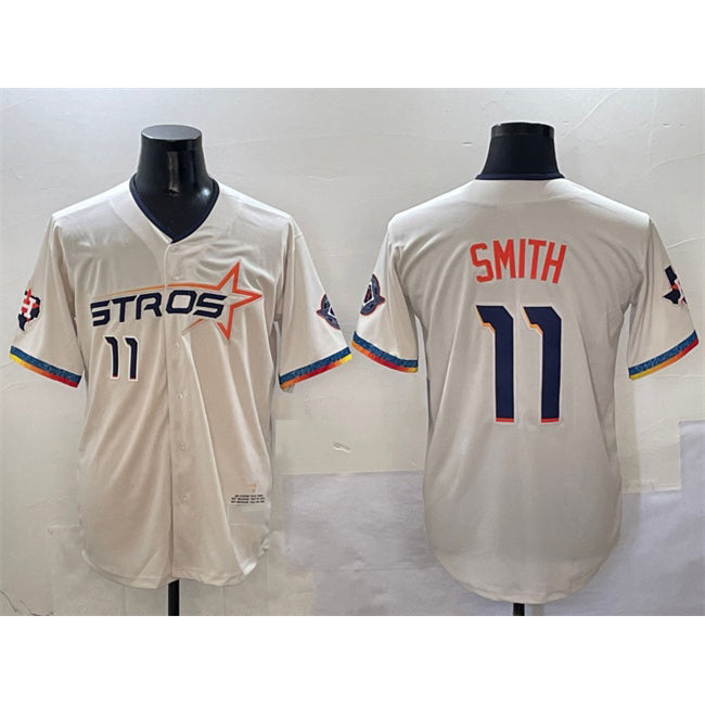 Houston Astros #11 Cam Smith Cream Puhics 2025 City Connect With Texas Patch Limited Stitched Jersey