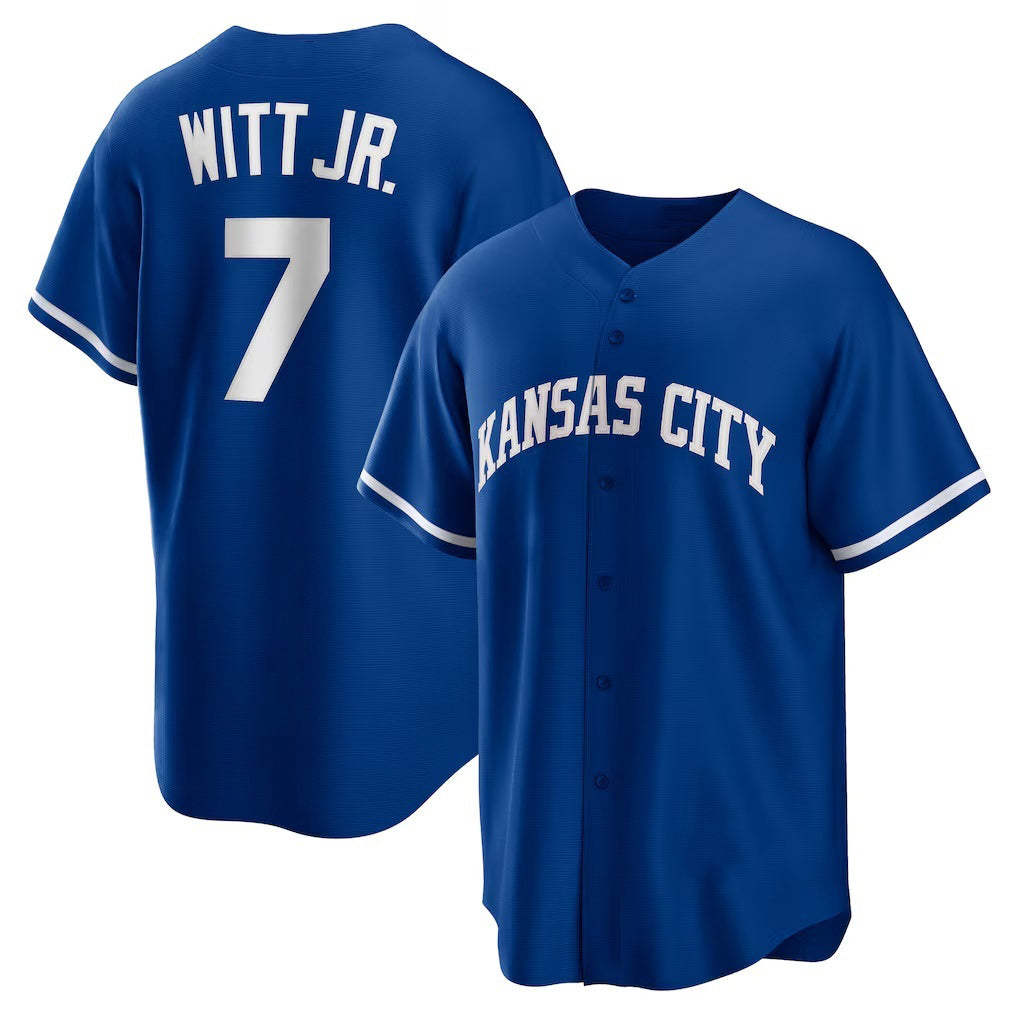 Kansas City Royals #7 Bobby Witt Jr. Rush Blue Puhics Alternate 2 Replica Jersey