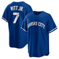 Kansas City Royals #7 Bobby Witt Jr. Rush Blue Puhics Alternate 2 Replica Jersey
