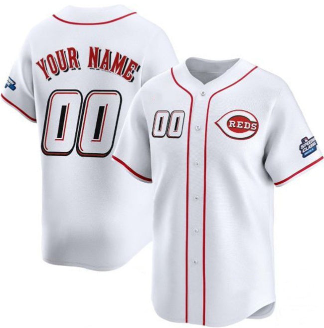 Custom Cincinnati Reds Active Player White Puhics 2025 Speedway Classic Home Limited Stitched Jersey