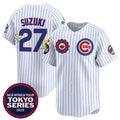 Chicago Cubs #27 Seiya Suzuki White Puhics 2025 Tokyo Series Limited Stitched Jersey