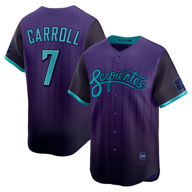 Arizona Diamondbacks #7 Corbin Carroll Purple Puhics 2025 City Connect Limited Stitched Jersey