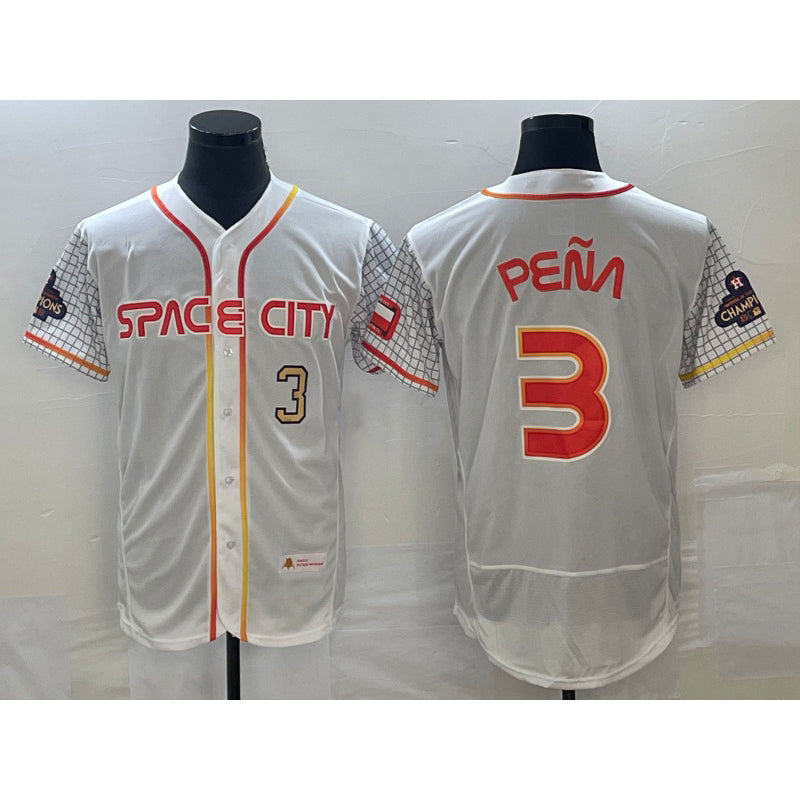 Houston Astros #3 Jeremy Pena Number White Puhics 2023 City Connect Flex Base Stitched Jersey 2