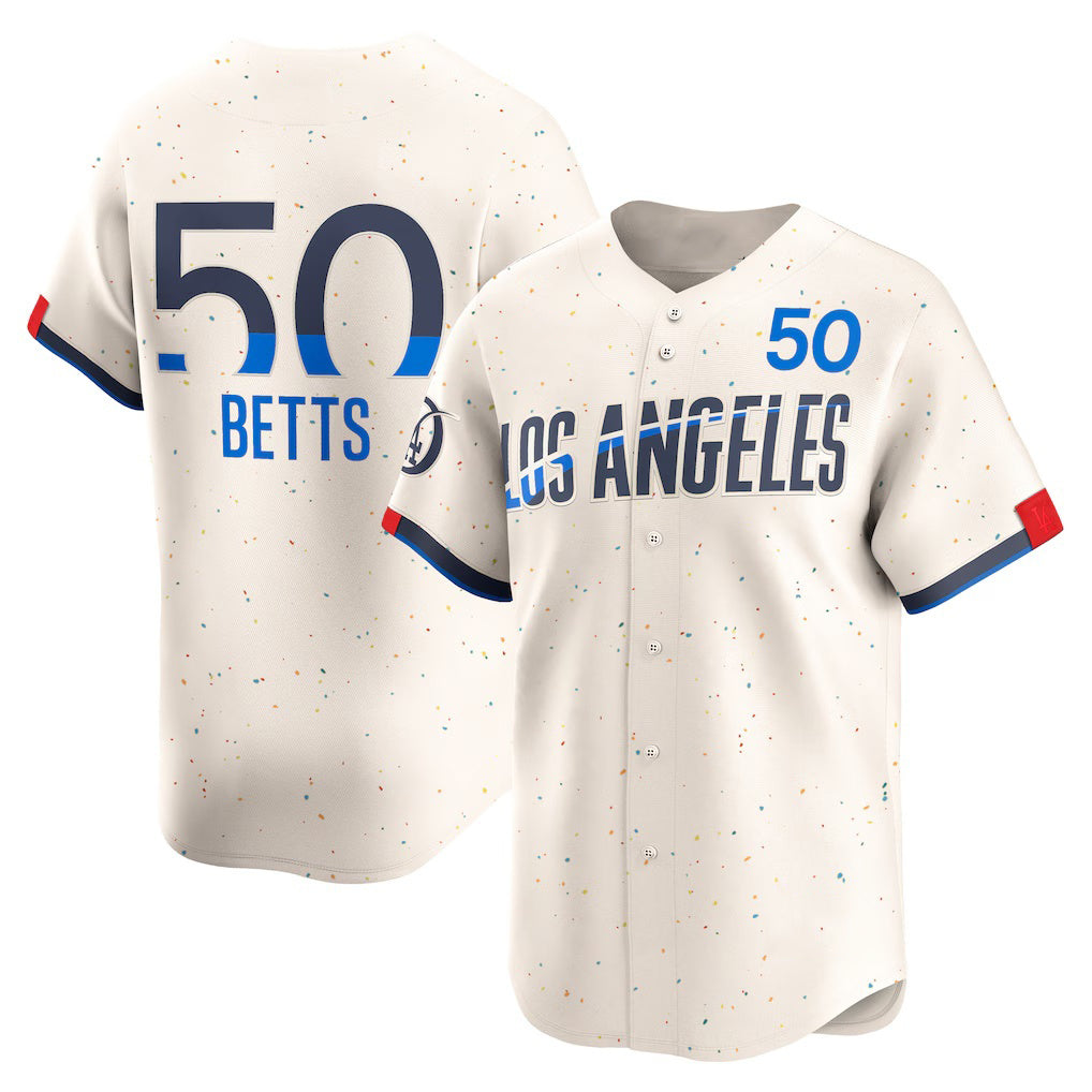 Los Angeles Dodgers #50 Mookie Betts Cream Puhics City Connect Limited Player Jersey
