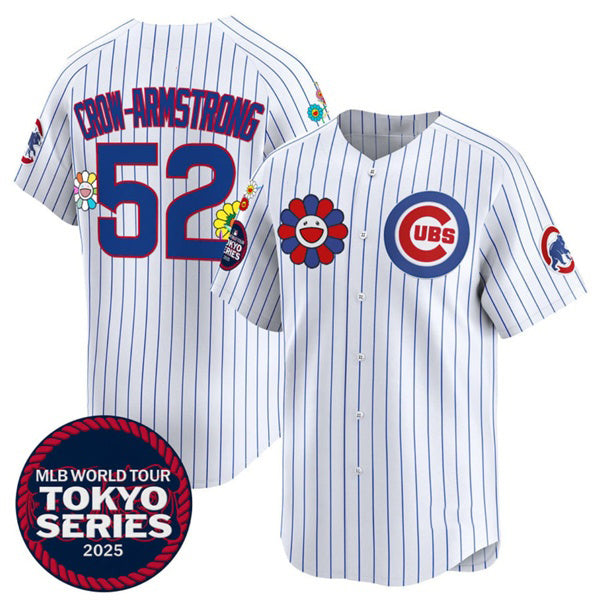 Chicago Cubs #52 Pete Crow-Armstrong White Puhics 2025 Tokyo Series Limited Stitched Jersey 2