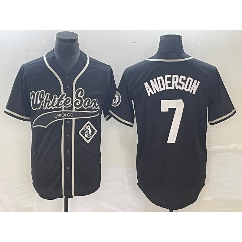 Chicago White Sox #7 Tim Anderson Black Puhics Cool Base Stitched Jersey 2