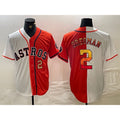 Houston Astros #2 Alex Bregman White Orange Puhics Split Stitched Jerseys