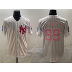 New York Yankees #99 Aaron Judge Pink Puhics With Patch Limited Stitched Jersey