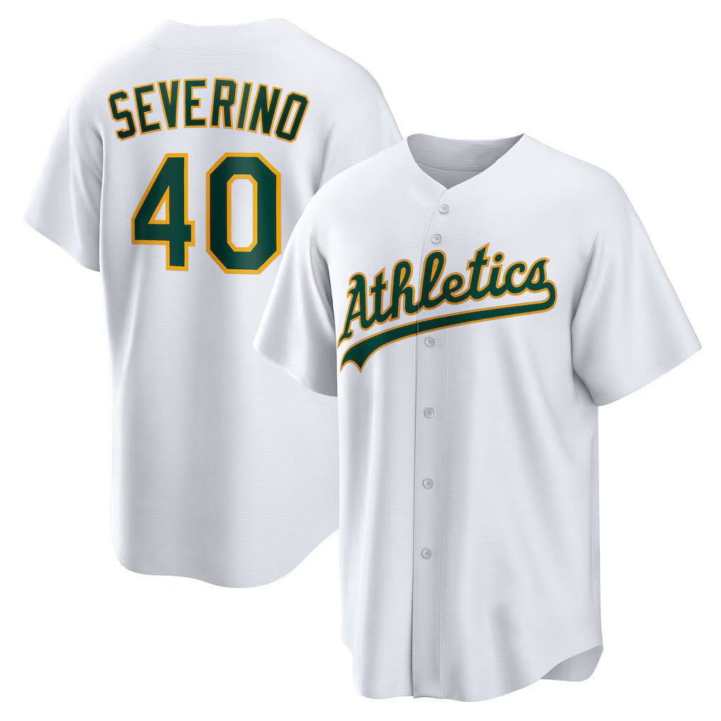 Oakland Athletics #40 Luis Severino White Puhics Home Replica Jersey