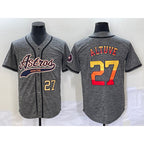 Houston Astros #27 Jose Altuve Number Grey Puhics Gridiron Cool Base Stitched Jersey