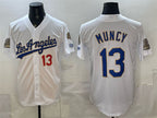 Los Angeles Dodgers #13 Max Muncy White Puhics 2026 Gold Collection 9x & B2B Champs Patch Stitched Jersey