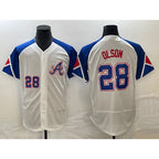 Atlanta Braves #28 Matt Olson Number White Puhics 2023 City Connect Flex Base Stitched Jersey 3