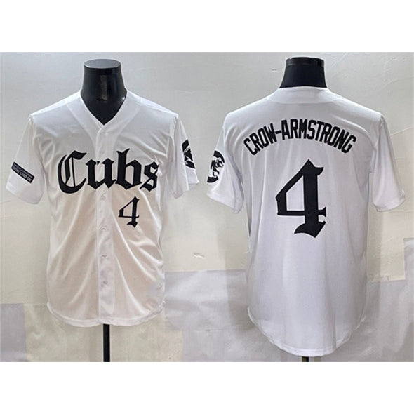 Chicago Cubs #4 Pete Crow-Armstrong White Puhics 'Gothic North Side Edition' Vapor Premier Limited Stitched Jersey