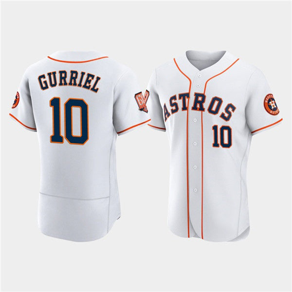 Houston Astros #10 Yuli Gurriel White Puhics 60th Anniversary Flex Base Stitched Jersey