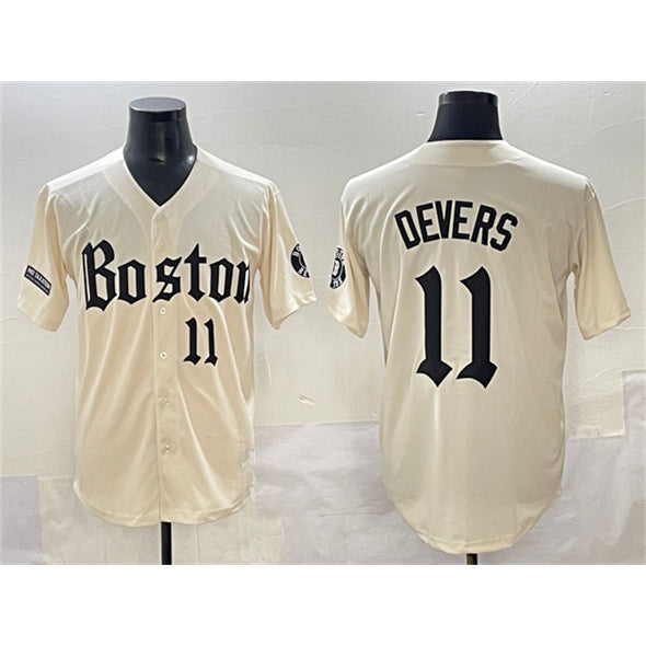 Boston Red Sox #11 Rafael Devers Cream Puhics Gothic Vapor Limited Stitched Jersey