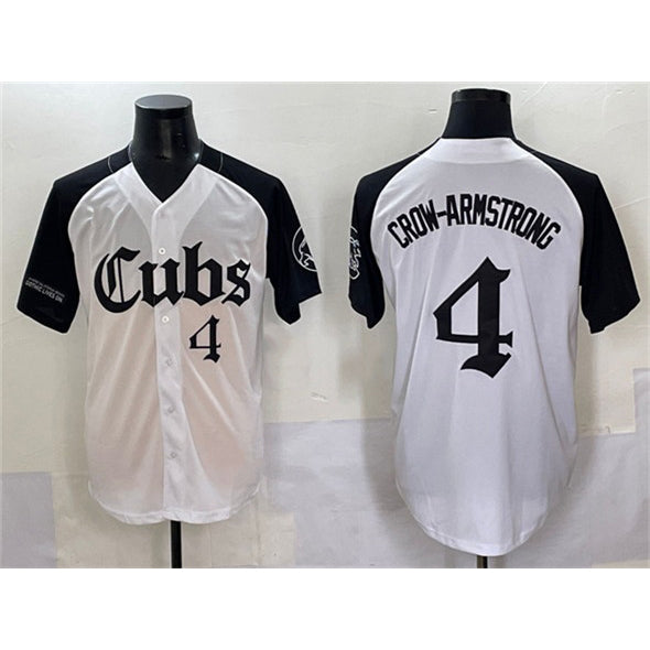 Chicago Cubs #4 Pete Crow-Armstrong White Puhics Black 'Gothic North Side Edition' Vapor Premier Limited Stitched Jersey