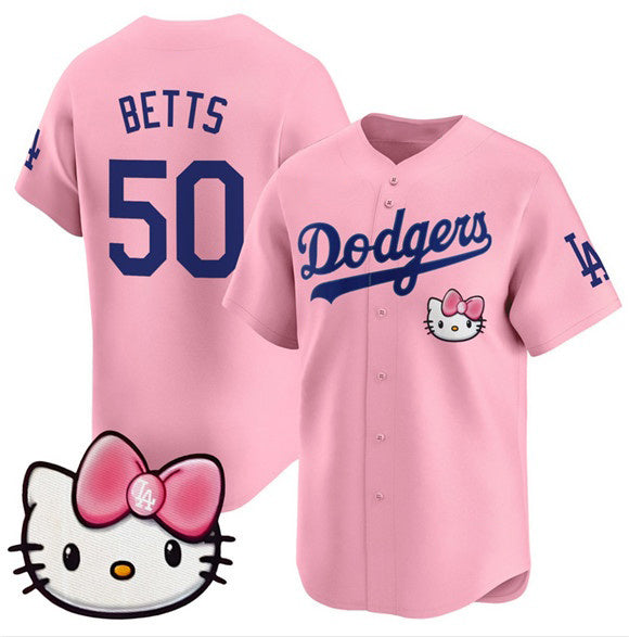 Los Angeles Dodgers #50 Mookie Betts Pink Puhics 2025 Hello Kitty Vapor Limited Stitched Jersey