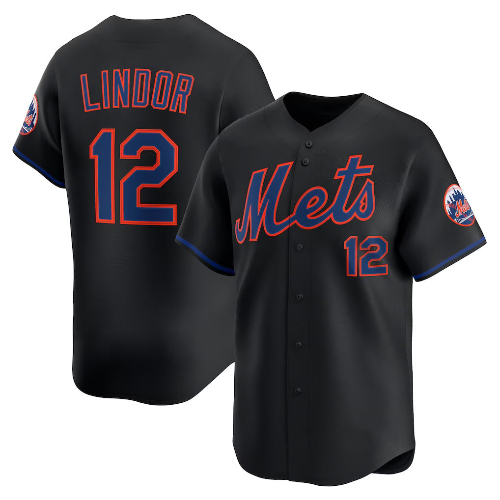 New York Mets #12 Francisco Lindor Black Puhics Alternate Limited Jersey