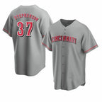 Cincinnati Reds #37 Tyler Stephenson Grey Puhics Cool Base Jersey