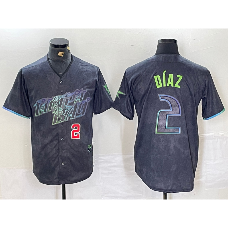 Tampa Bay Rays #2 Yandy Diaz Number Charcoal Puhics 2024 City Connect Limited Stitched Jerseys