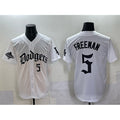 Los Angeles Dodgers #5 Freddie Freeman White Puhics 2025 LA Gothic Style With 2024 World Series Champions Patch Vapor Premier Limited Stitched Jersey