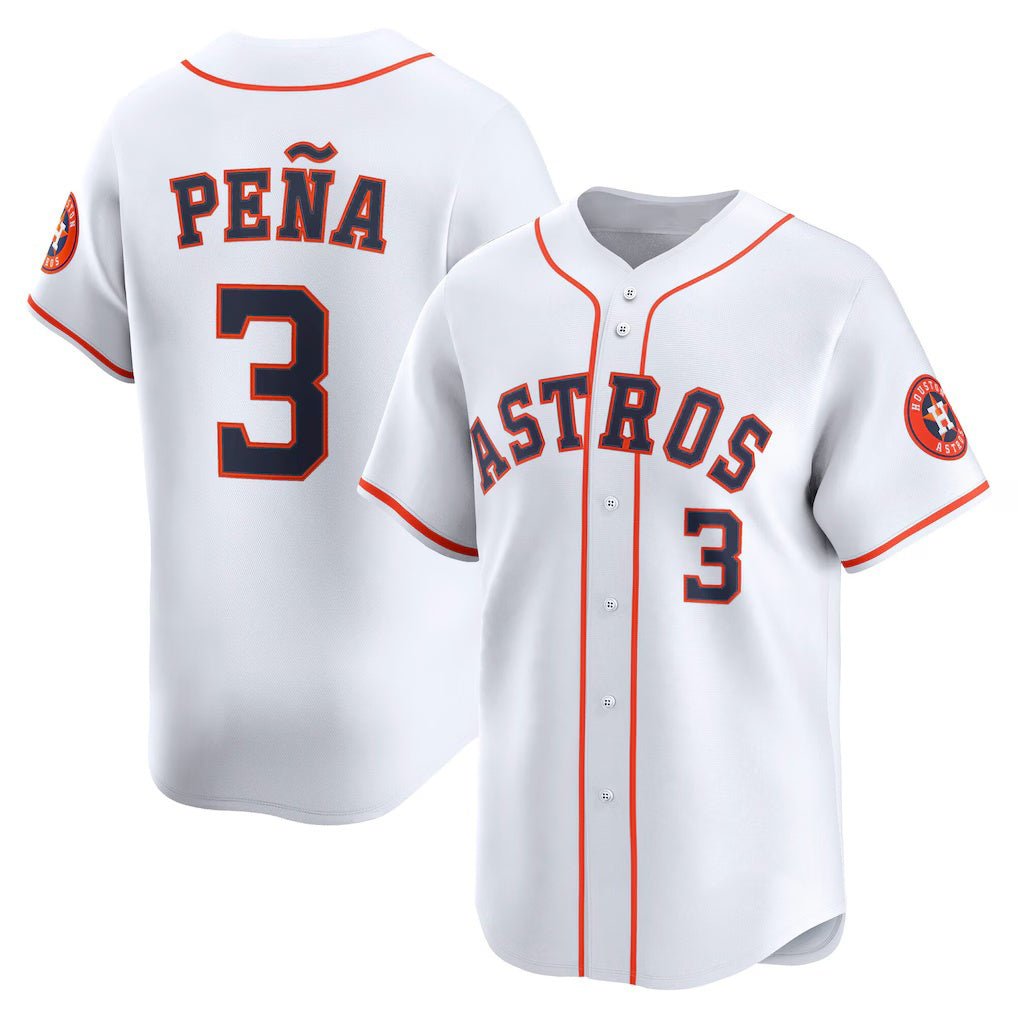 Houston Astros #3 Jeremy Pe?a White Puhics Home Limited Player Jersey