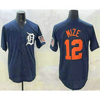 Detroit Tigers #12 Casey Mize Navy Puhics Alternate With Patch Cool Base Stitched Jersey