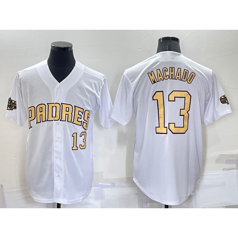 San Diego Padres #13 Manny Machado Number White Puhics 2022 All Star Stitched Cool Base Jersey