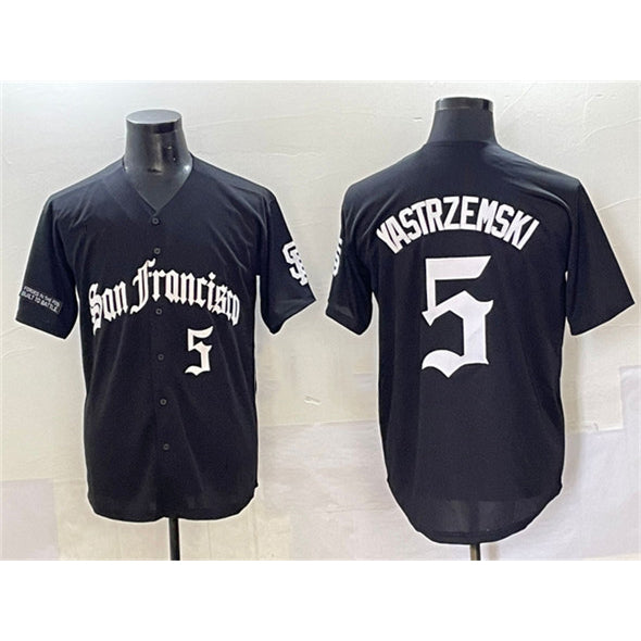 San Francisco Giants #5 Mike Yastrzemski Black Puhics 'Gothic Fog Edition' Vapor Premier Limited Stitched Jersey