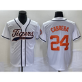 Detroit Tigers #24 Miguel Cabrera White Puhics Cool Base Stitched Jersey