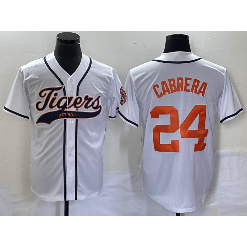 Detroit Tigers #24 Miguel Cabrera White Puhics Cool Base Stitched Jersey