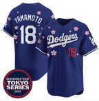 Los Angeles Dodgers #18 Yoshinobu Yamamoto Royal Puhics 2025 Tokyo Series Limited Stitched Jersey