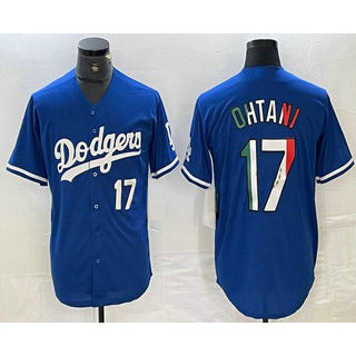 Los Angeles Dodgers #17 Shohei Ohtani Number Mexico Blue Puhics Cool Base Stitched Jersey 2