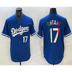 Los Angeles Dodgers #17 Shohei Ohtani Number Mexico Blue Puhics Cool Base Stitched Jersey 2