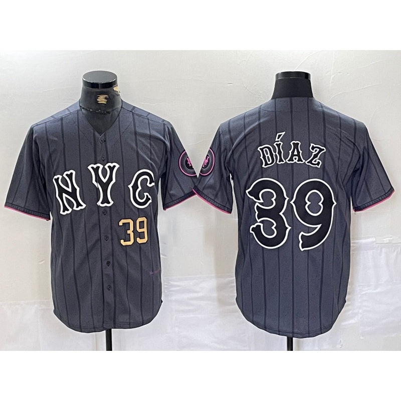 New York Mets #39 Edwin Diaz Gray Puhics 2024 City Connect Cool Base Jersey 3