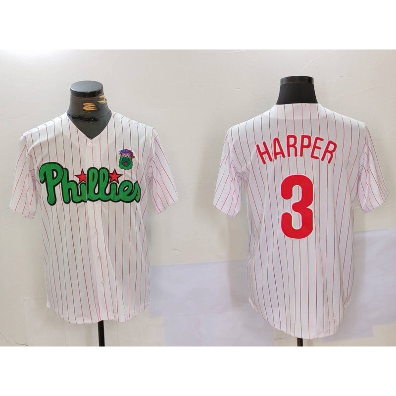 Philadelphia Phillies #3 Bryce Harper White Green Puhics Cool Base Stitched Jersey 2