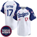 Los Angeles Dodgers #17 Shohei Ohtani White Royal Puhics 2025 Tokyo Series Limited Stitched Jersey