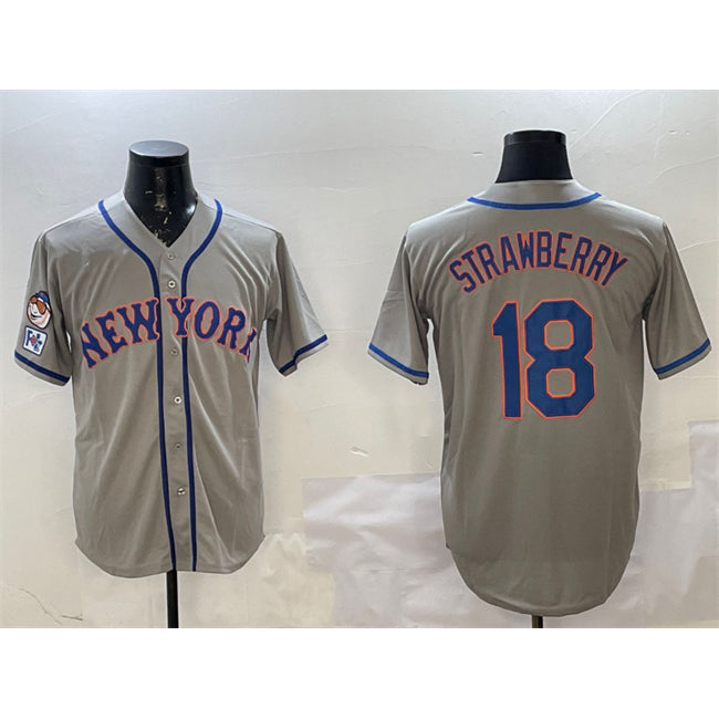 New York Mets #18 Darryl Strawberry Grey Puhics 2025 Spring Training Cool Base Stitched Jersey