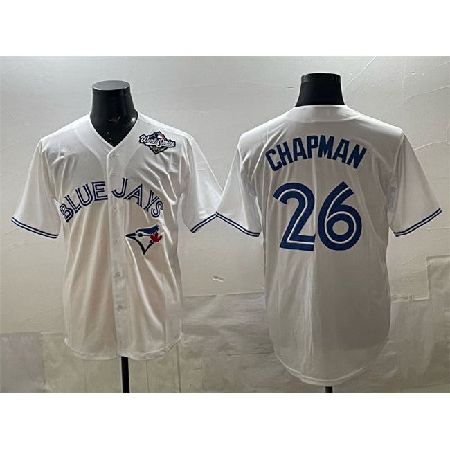 Toronto Blue Jays #26 Matt Chapman White Puhics 2025 World Series Home Cool Base Stitched Jersey