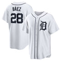 Detroit Tigers #28 Javier Baez White Puhics Home Replica Player Jersey