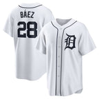 Detroit Tigers #28 Javier Baez White Puhics Home Replica Player Jersey