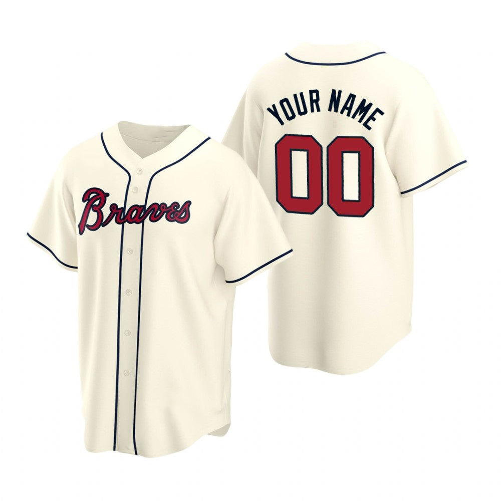 Custom Atlanta Braves Cream Puhics 2020 Stitched Cool Base Jersey